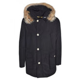 Damen Arctic Black Parka mit Kapuze, Pelz-Baumwollmantel